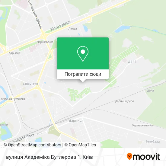 Карта вулиця Академіка Бутлерова 1