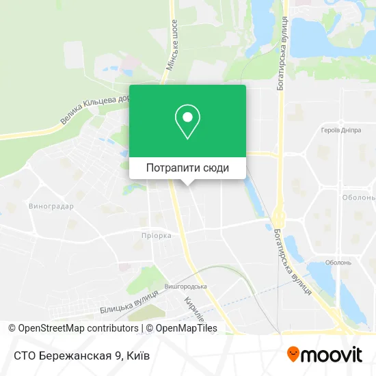 Карта СТО Бережанская 9