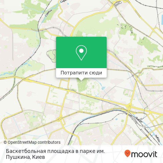 Карта Баскетбольная площадка в парке им. Пушкина