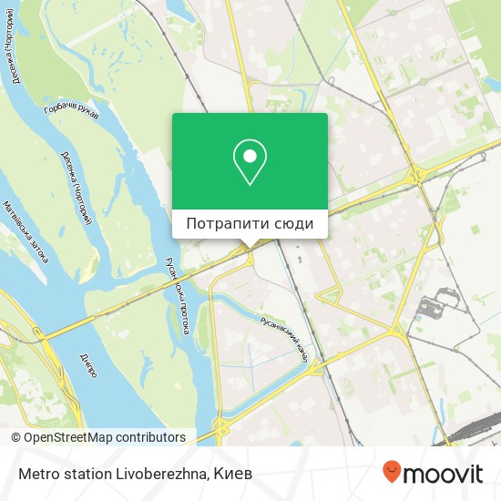 Карта Metro station Livoberezhna