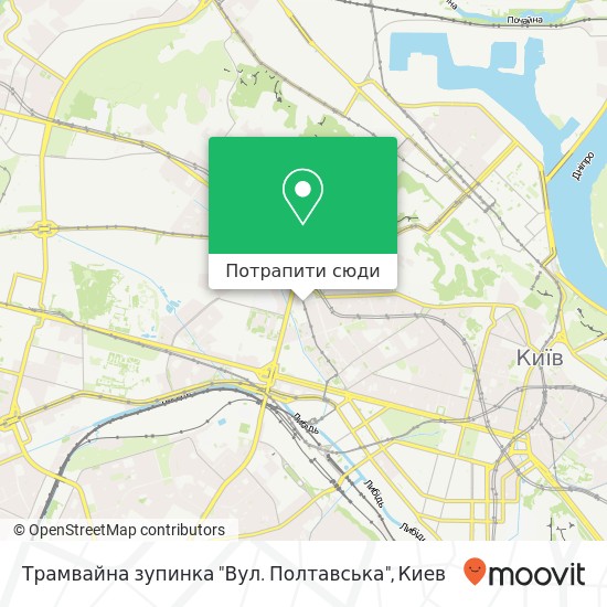 Карта Трамвайна зупинка "Вул. Полтавська"