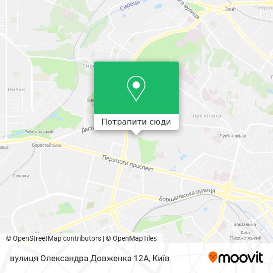 Карта вулиця Олександра Довженка 12А