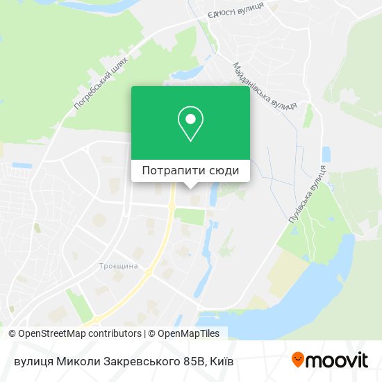 Карта вулиця Миколи Закревського 85В