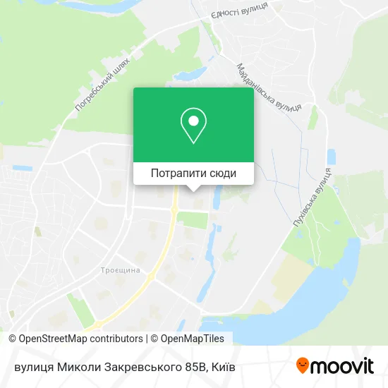 Карта вулиця Миколи Закревського 85В