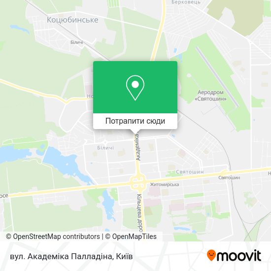 Карта вул. Академіка Палладіна