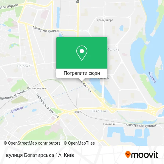Карта вулиця Богатирська 1А