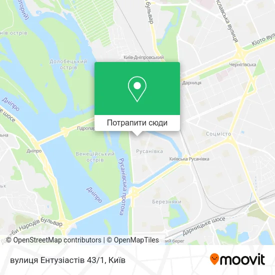 Карта вулиця Ентузіастів 43/1