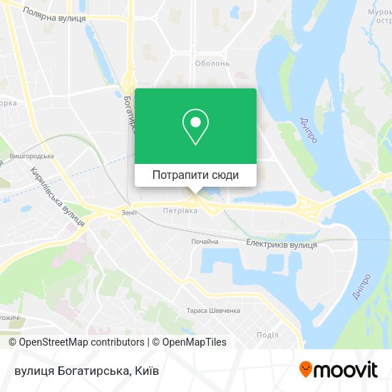 Карта вулиця Богатирська