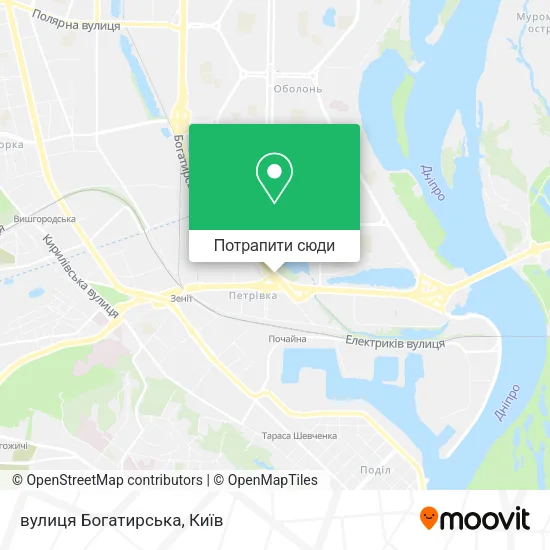 Карта вулиця Богатирська