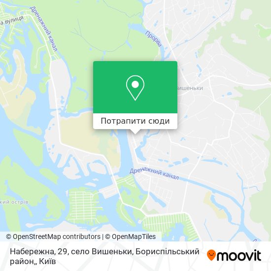 Карта Набережна, 29, село Вишеньки, Бориспільський район,