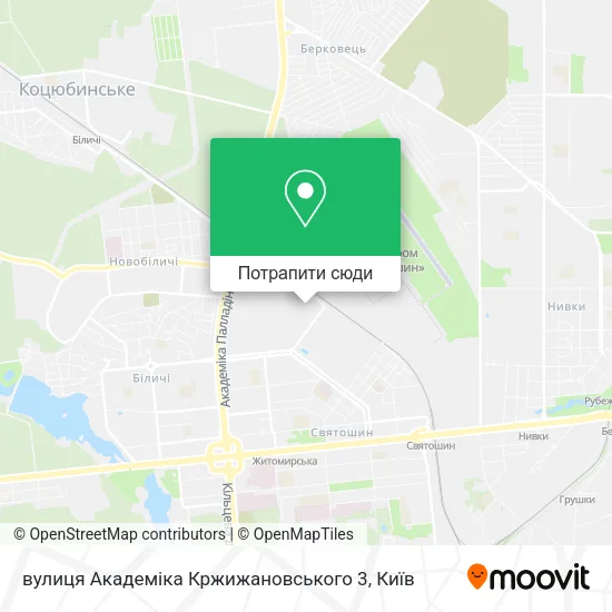 Карта вулиця Академіка Кржижановського 3