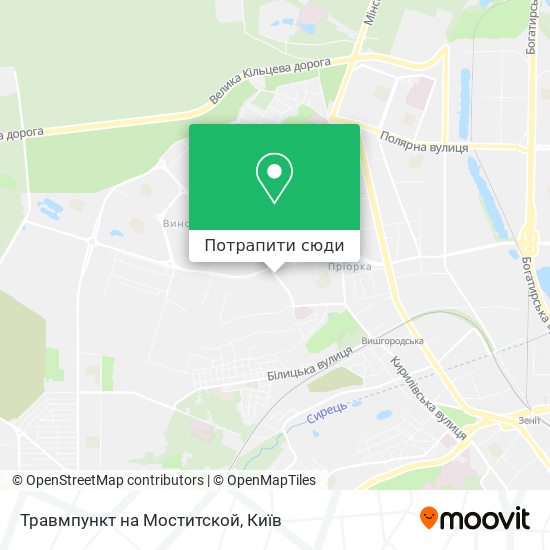 Карта Травмпункт на Моститской