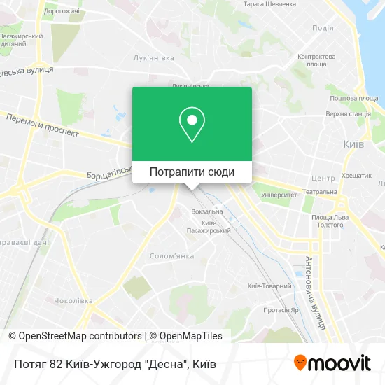 Карта Потяг 82 Київ-Ужгород "Десна"