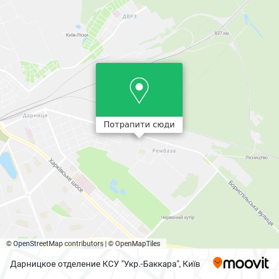 Карта Дарницкое отделение КСУ "Укр.-Баккара"