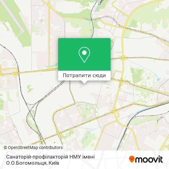 Карта Санаторій-профілакторій НМУ імені О.О.Богомольця