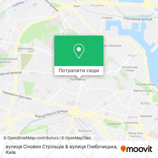 Карта вулиця Січових Стрільців & вулиця Глибочицька