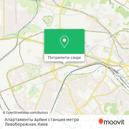 Карта Апартаменты ApRent станция метро Левобережная