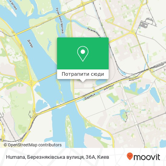 Карта Humana, Березняківська вулиця, 36A