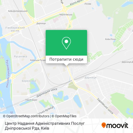 Карта Центр Надання Адміністративних Послуг  Дніпровської Рда