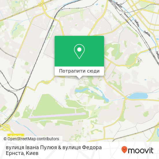Карта вулиця Івана Пулюя & вулиця Федора Ернста