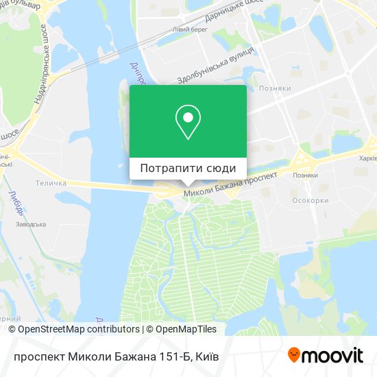 Карта проспект Миколи Бажана 151-Б