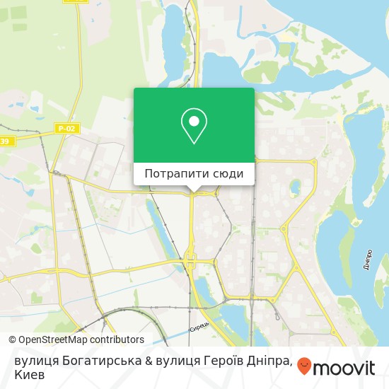 Карта вулиця Богатирська & вулиця Героїв Дніпра