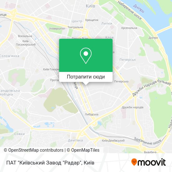 Карта ПАТ "Київський Завод "Радар"