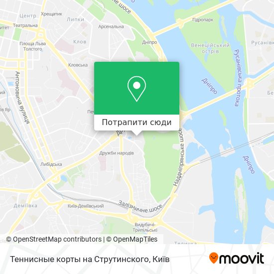 Карта Теннисные корты на Струтинского