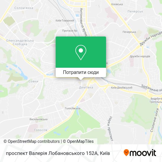 Карта проспект Валерія Лобановського 152А