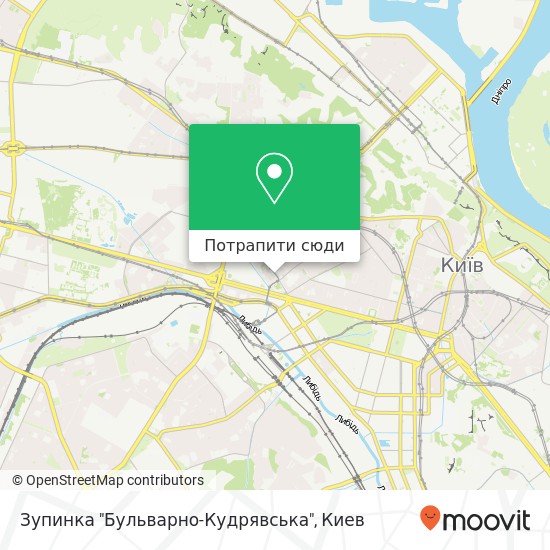 Карта Зупинка "Бульварно-Кудрявська"