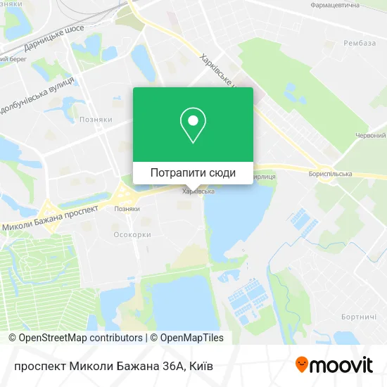 Карта проспект Миколи Бажана 36А