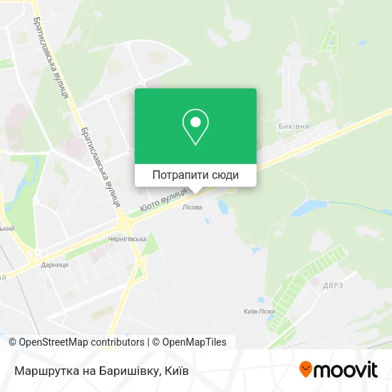 Карта Маршрутка на Баришівку