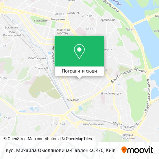 Карта вул. Михайла Омеляновича-Павленка, 4 / 6