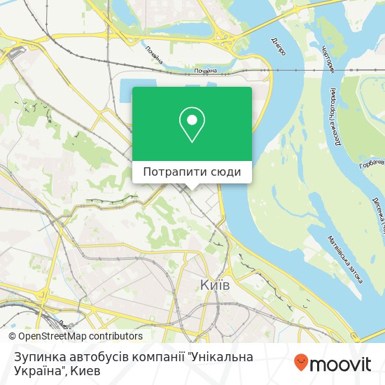 Карта Зупинка автобусів компанії "Унікальна Україна"