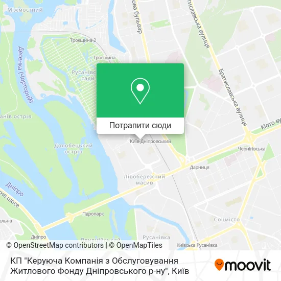 Карта КП "Керуюча Компанія з Обслуговування Житлового Фонду Дніпровського р-ну"