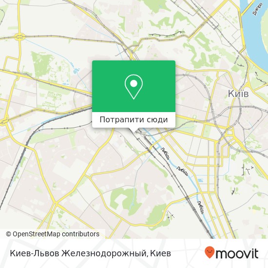 Карта Киев-Львов Железнодорожный
