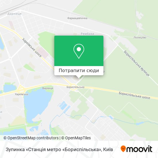 Карта Зупинка «Станція метро «Бориспільська»