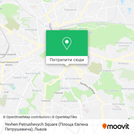 Карта Yevhen Petrushevych Square (Площа Євгена Петрушевича)