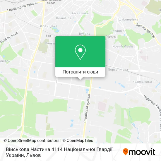 Карта Військова Частина 4114 Національної Гвардії України