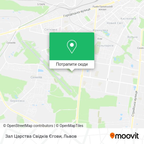 Карта Зал Царства Свідків Єгови