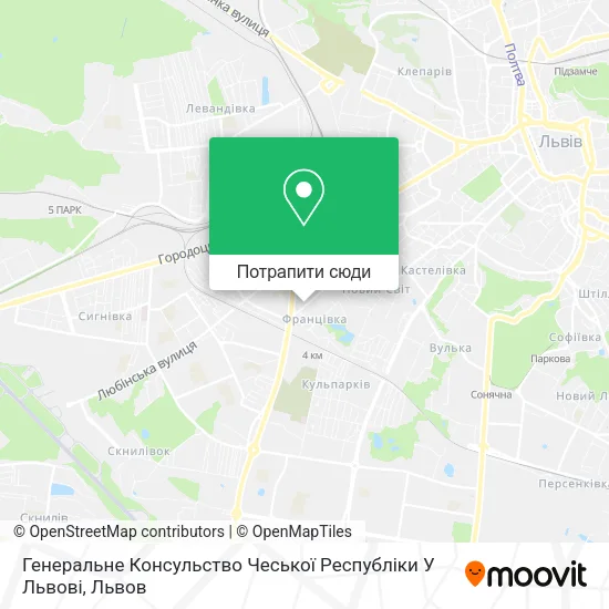 Карта Генеральне Консульство Чеської Республіки У Львові