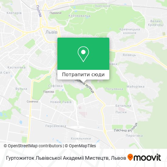 Карта Гуртожиток Львівської Академії Мистецтв