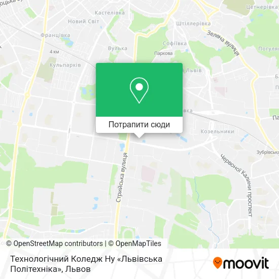 Карта Технологічний Коледж Ну «Львівська Політехніка»
