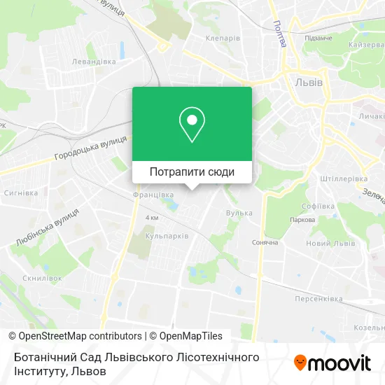 Карта Ботанічний Сад Львівського Лісотехнічного Інституту
