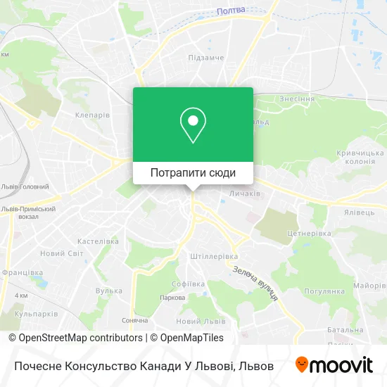Карта Почесне Консульство Канади У Львові