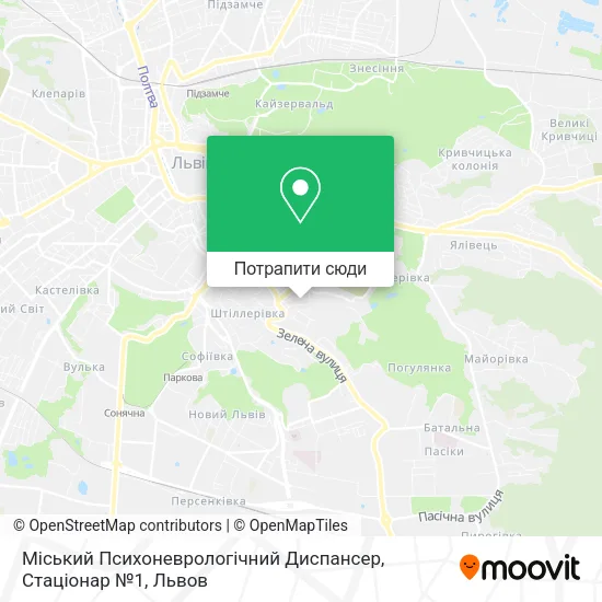 Карта Міський Психоневрологічний Диспансер, Стаціонар №1