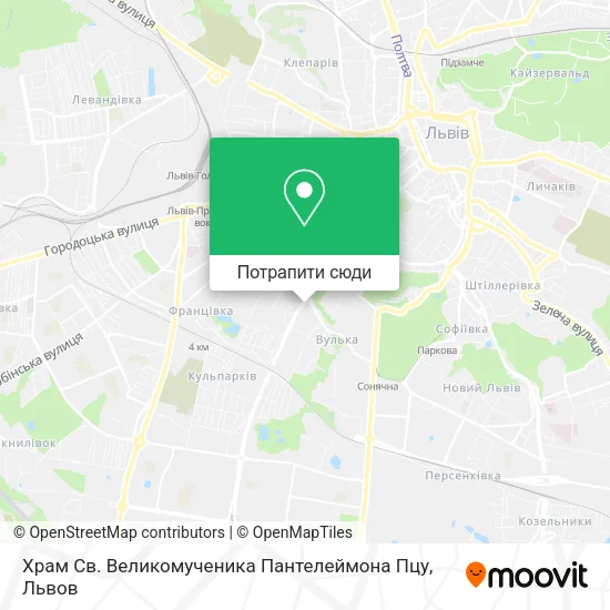 Карта Храм Св. Великомученика Пантелеймона Пцу