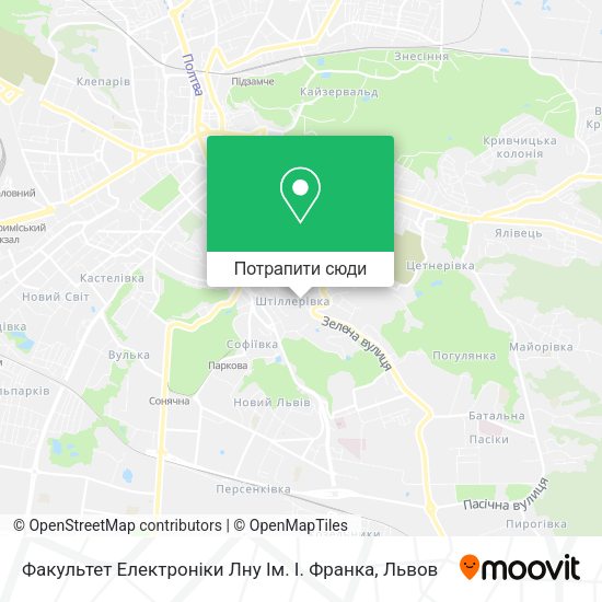 Карта Факультет Електроніки Лну Ім. І. Франка