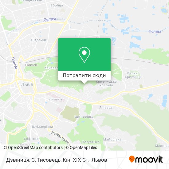 Карта Дзвіниця, С. Тисовець, Кін. XIX Ст.