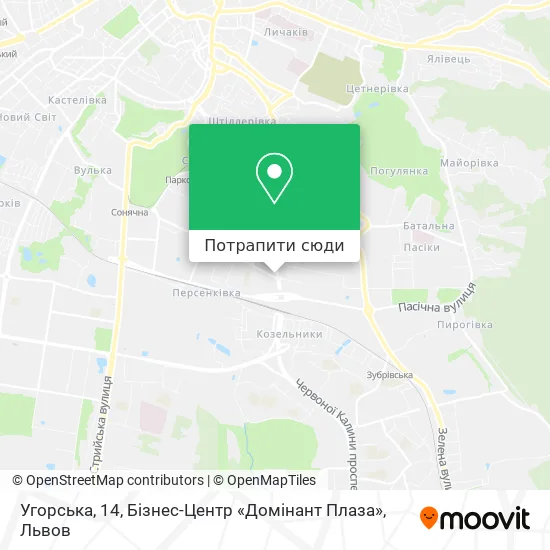 Карта Угорська, 14, Бізнес-Центр «Домінант Плаза»